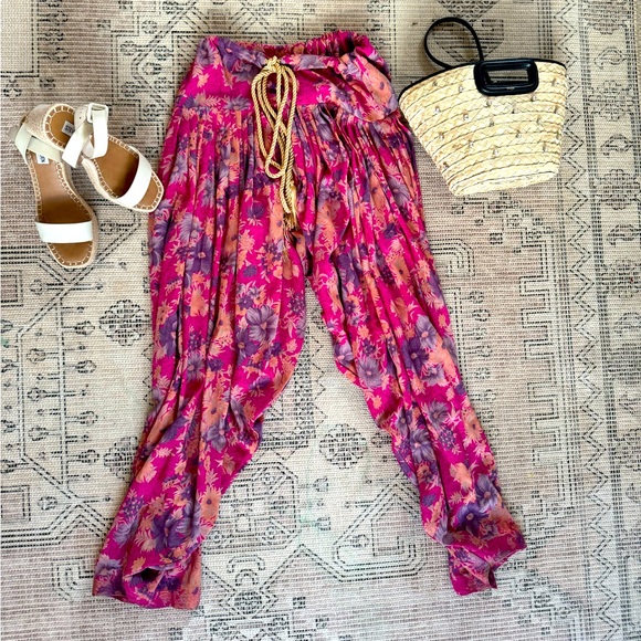Pink Floral Parachute Pants! - Picture 1 of 2